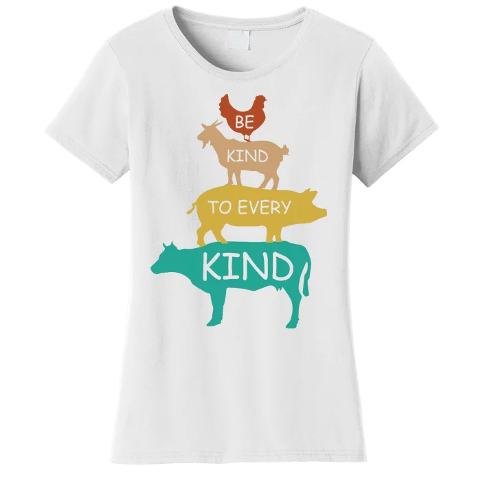 Be Kind To Every Kind Retro Vintage Funny Vegetarian Vegan Women's T-Shirt