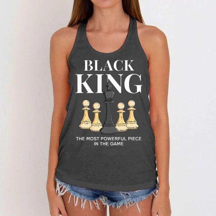 Black King The Most Powerful Piece In The Game Chess Women's Knotted Racerback Tank