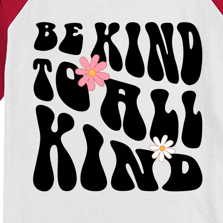 Be Kind To All Kind Retro Quote Kids Colorblock Raglan Jersey