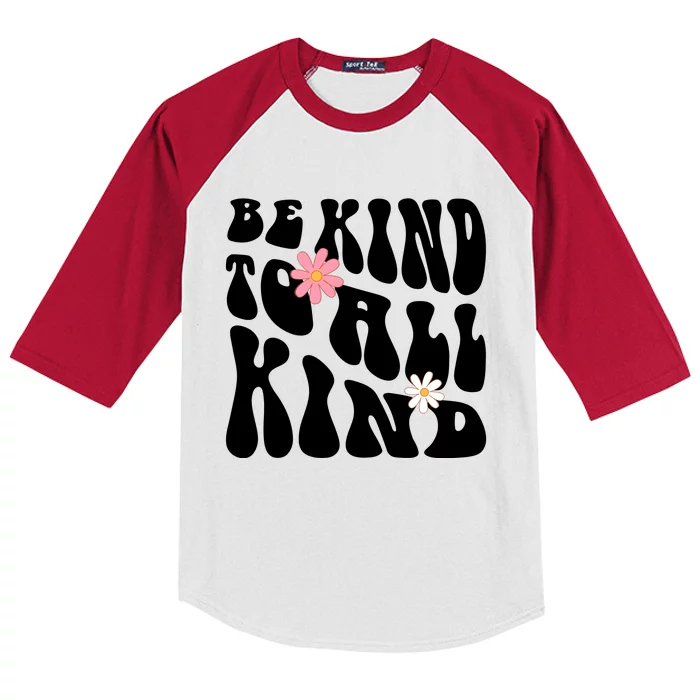 Be Kind To All Kind Retro Quote Kids Colorblock Raglan Jersey