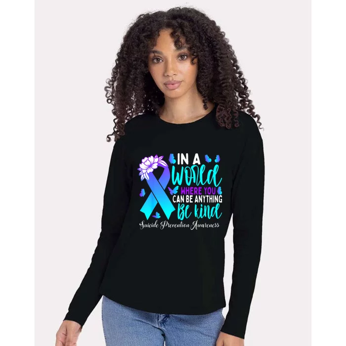 Be Kind Teal Purple Ribbon Suicide Prevention Awareness Womens Cotton Relaxed Long Sleeve T-Shirt