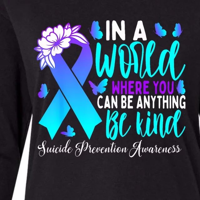 Be Kind Teal Purple Ribbon Suicide Prevention Awareness Womens Cotton Relaxed Long Sleeve T-Shirt