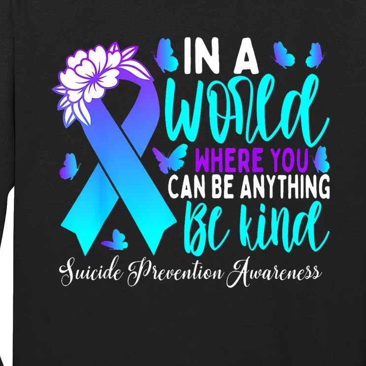 Be Kind Teal Purple Ribbon Suicide Prevention Awareness Long Sleeve Shirt