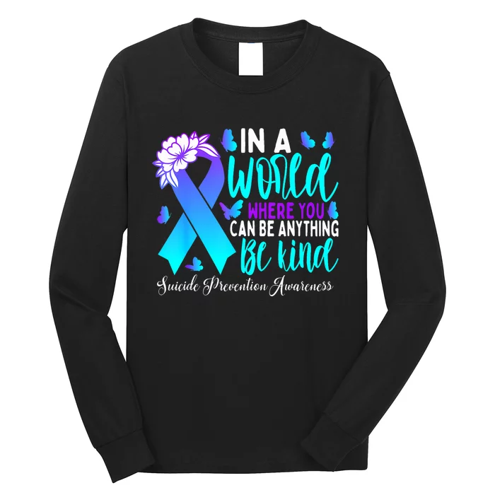 Be Kind Teal Purple Ribbon Suicide Prevention Awareness Long Sleeve Shirt