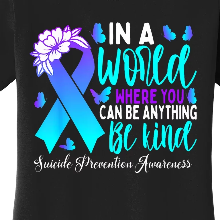 Be Kind Teal Purple Ribbon Suicide Prevention Awareness Women's T-Shirt