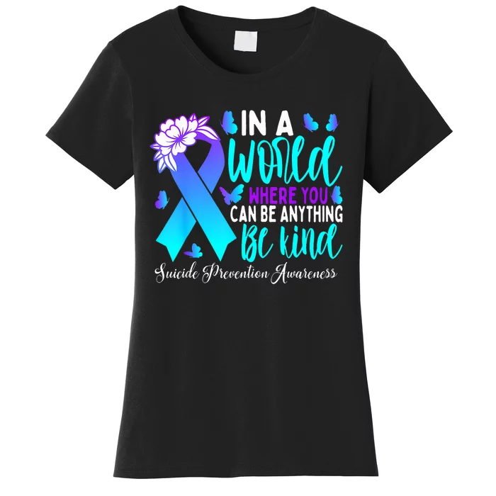 Be Kind Teal Purple Ribbon Suicide Prevention Awareness Women's T-Shirt