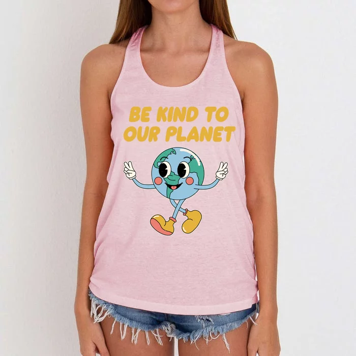 Be Kind To Our Planet Ecology Wildlife Ecosystem Outdoor Cool Gift Women's Knotted Racerback Tank