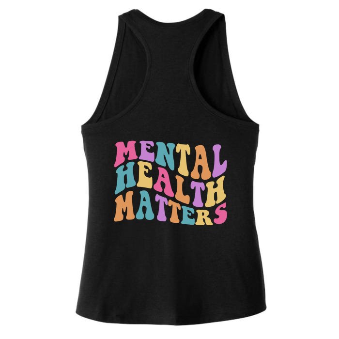 Be Kind To Your Kind Mental Health Matters Back & Front Front & Back Ladies Tri-Blend Wicking Tank