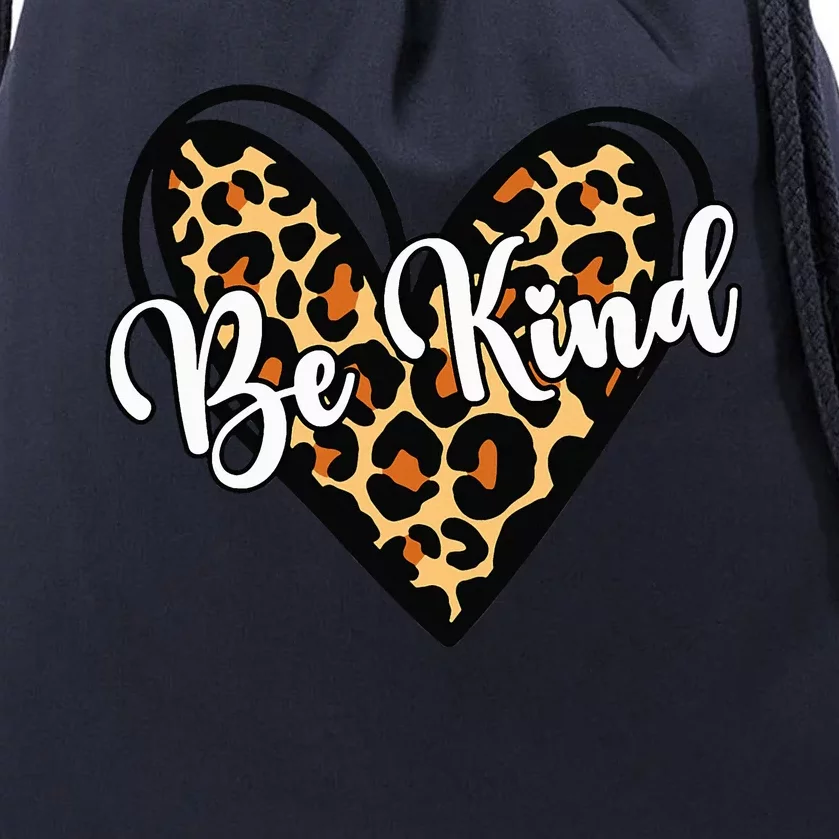 Be Kind Unity Day Orange Anti Bullying Leopard Heart Drawstring Bag