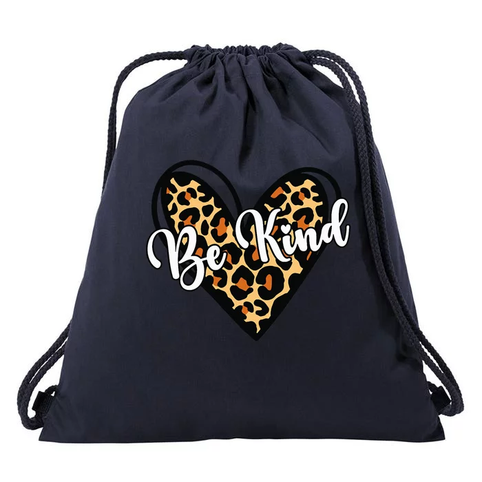 Be Kind Unity Day Orange Anti Bullying Leopard Heart Drawstring Bag