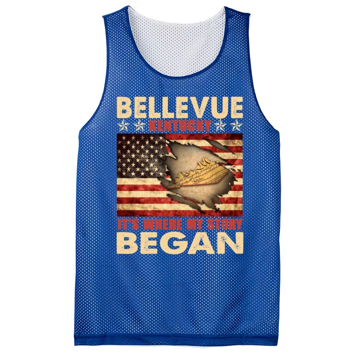 Bellevue Kentucky Usa Flag Independence Day Meaningful Gift Mesh Reversible Basketball Jersey Tank