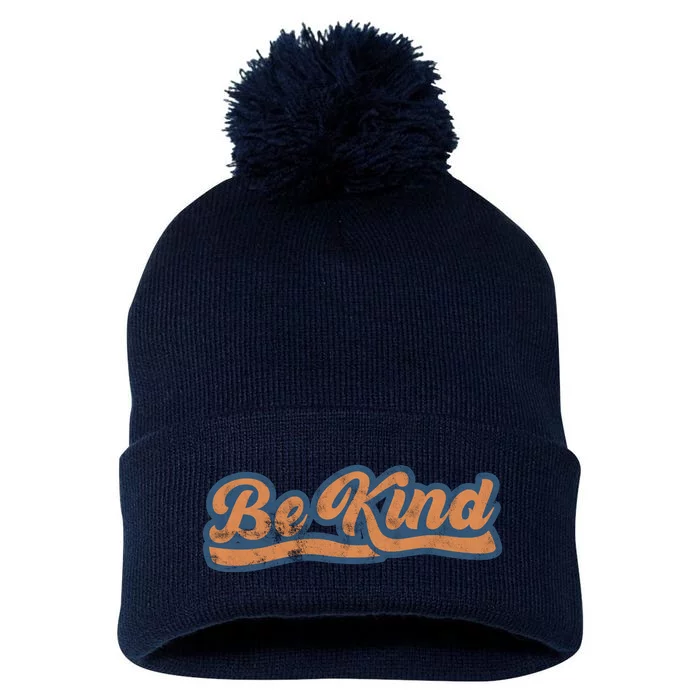 Be Kind Vintage Retro 80's Style Pom Pom 12in Knit Beanie