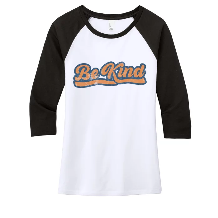 Be Kind Vintage Retro 80's Style Women's Tri-Blend 3/4-Sleeve Raglan Shirt