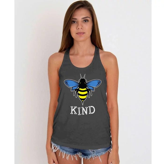 Bee Kind World Down Syndrome Awareness Day T21 Women's Knotted Racerback Tank