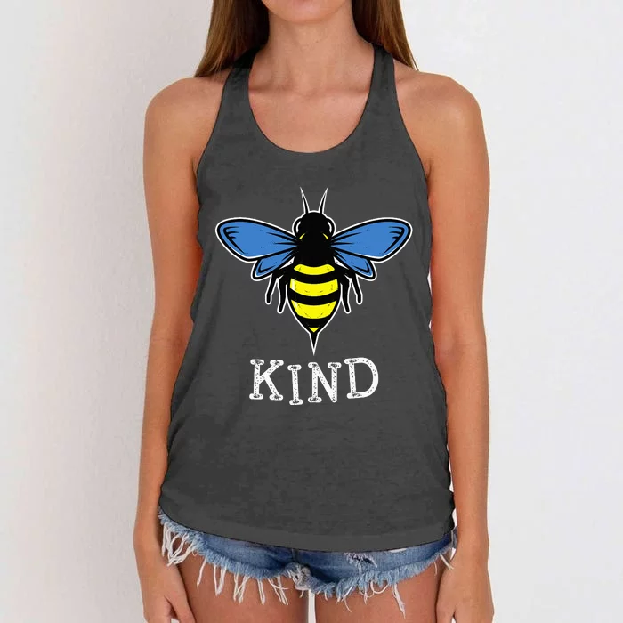 Bee Kind World Down Syndrome Awareness Day T21 Women's Knotted Racerback Tank