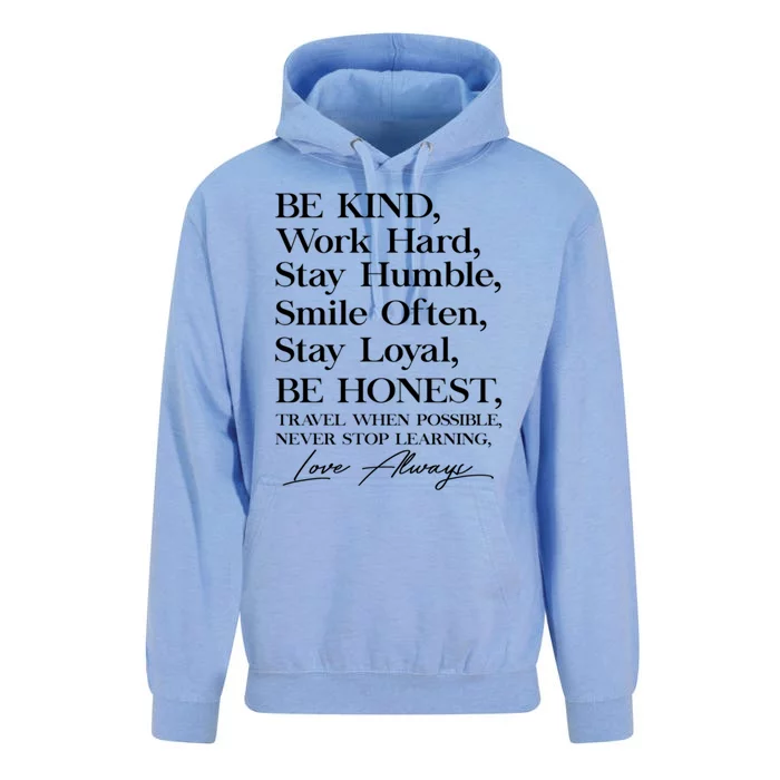 Be Kind Work Hard Stay Humble Smile Often Stay Loyal Cool Gift Unisex Surf Hoodie