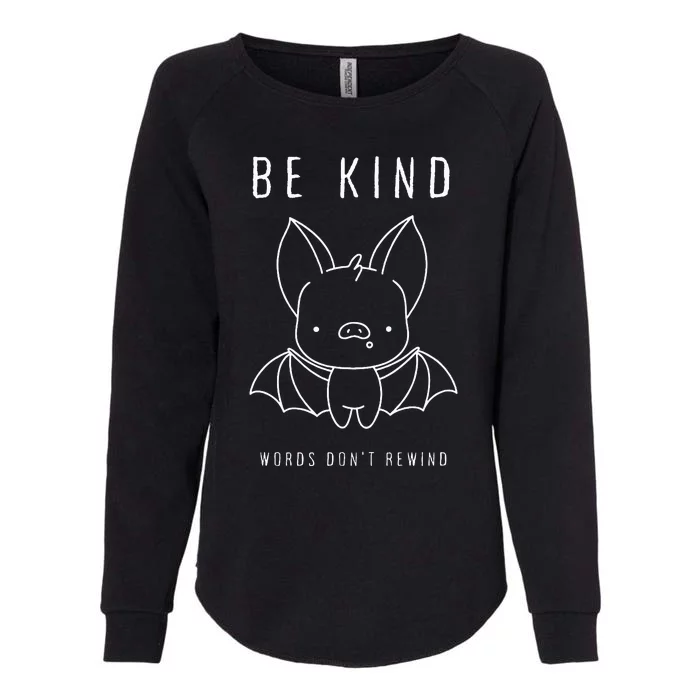 Be Kind Words DonT Rewind Cute Bat Womens California Wash Sweatshirt