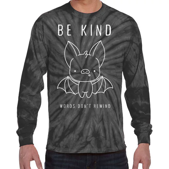 Be Kind Words DonT Rewind Cute Bat Tie-Dye Long Sleeve Shirt