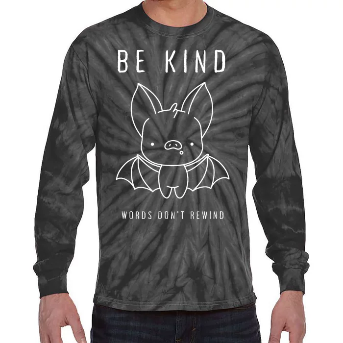 Be Kind Words DonT Rewind Cute Bat Tie-Dye Long Sleeve Shirt