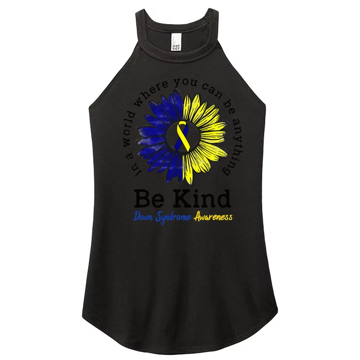 Be Kind World Down Syndrome Day Awareness Ribbon Sunflower Women’s Perfect Tri Rocker Tank