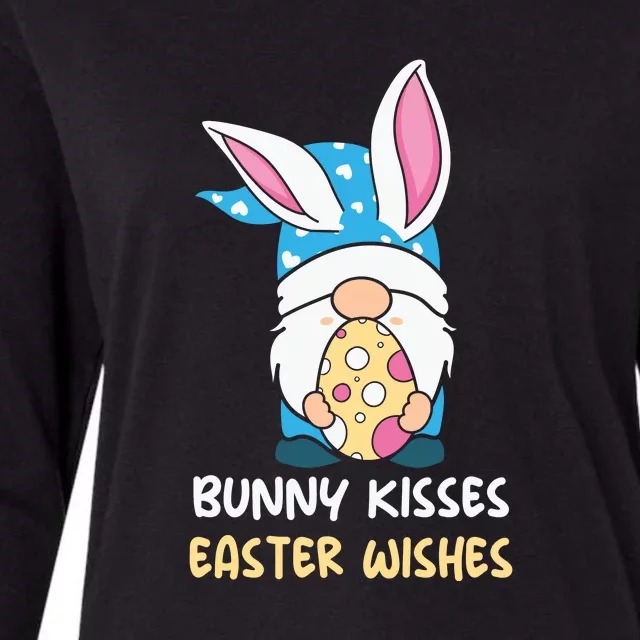 Bunny Kisses Waster Wishes Gnome Easter Day Gift Womens Cotton Relaxed Long Sleeve T-Shirt