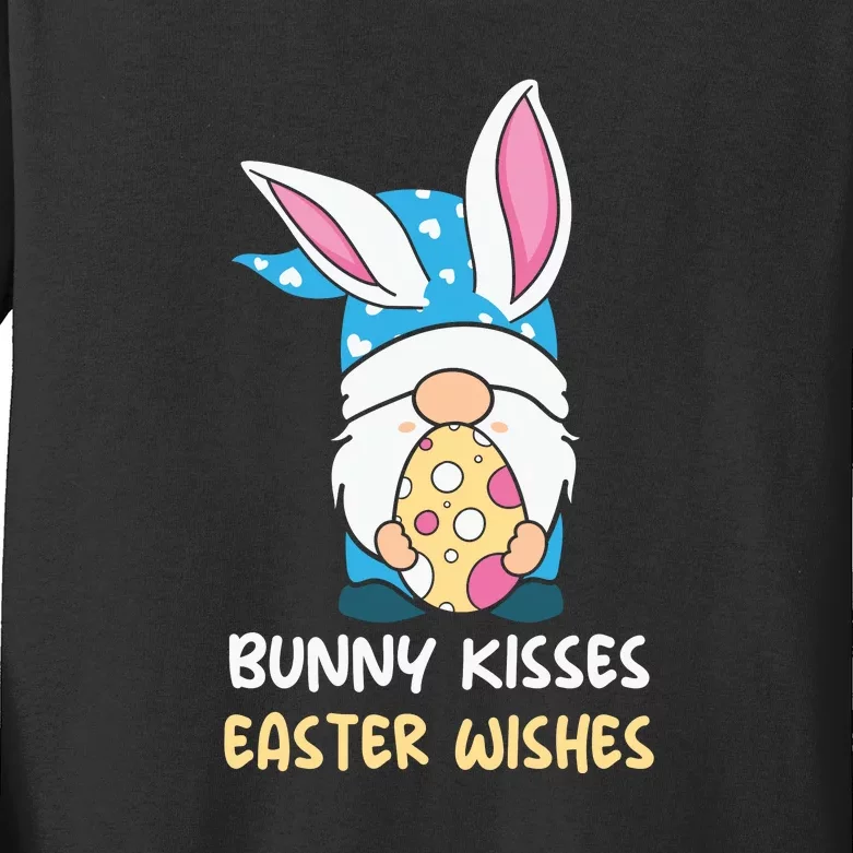 Bunny Kisses Waster Wishes Gnome Easter Day Gift Kids Long Sleeve Shirt