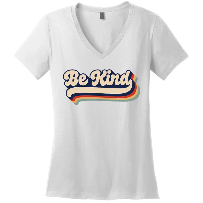 Be Kind Women Positive Inspirational Kindness Retro Vintage Women's V-Neck T-Shirt