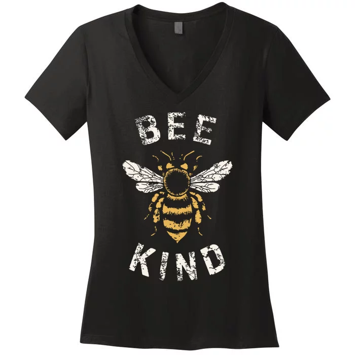 Be Kind Women Inspirational Kindness Cute Funny Bee Graphic Women's V-Neck T-Shirt