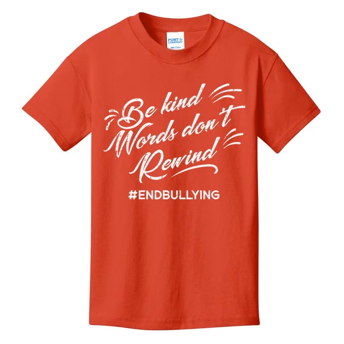 Be Kind Words Dont Rewind Orange Anti Bullying Unity Day Kids T-Shirt