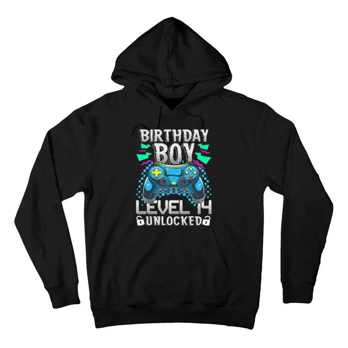 Birthday Level 14 Unlocked Gamer 14th Birthday Gift Hoodie