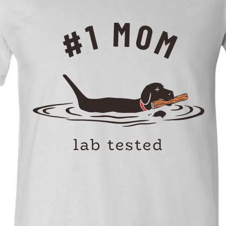 Black Lab 1 Mom Labrador Retriever Owner Mother's Day V-Neck T-Shirt