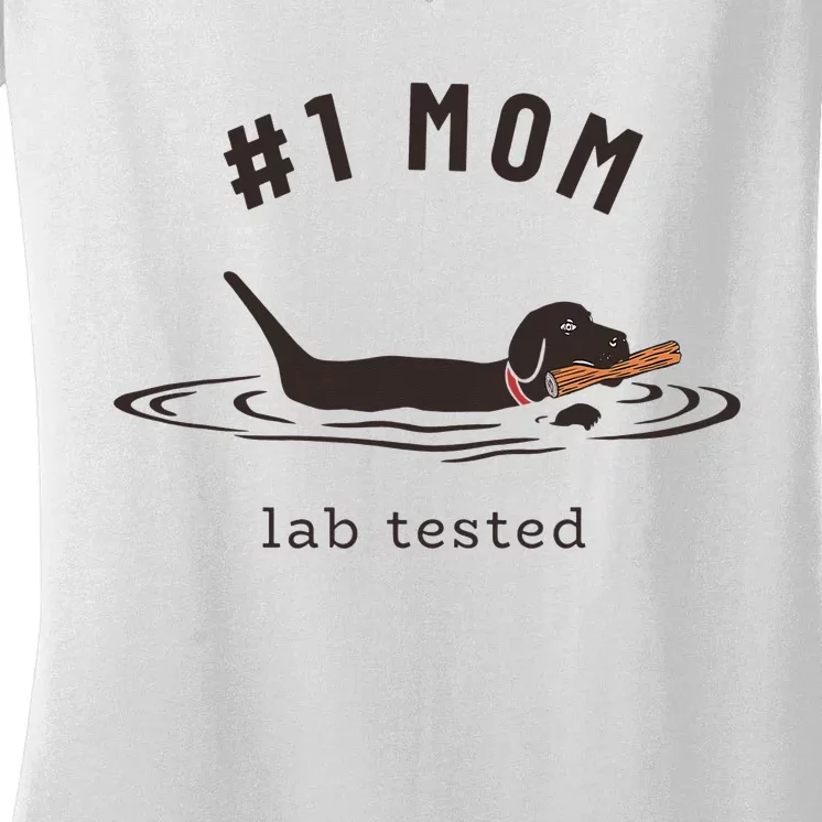 Black Lab 1 Mom Labrador Retriever Owner Mother's Day Women's V-Neck T-Shirt