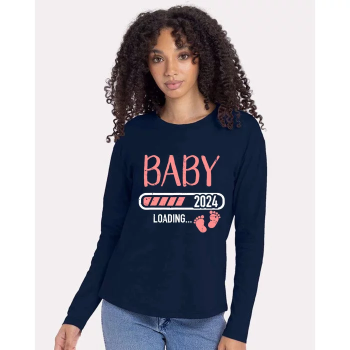 Baby Loading 2024 For Pregnancy Announcement Womens Cotton Relaxed Long Sleeve T-Shirt