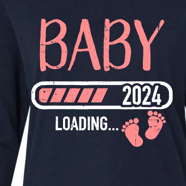 Baby Loading 2024 For Pregnancy Announcement Womens Cotton Relaxed Long Sleeve T-Shirt