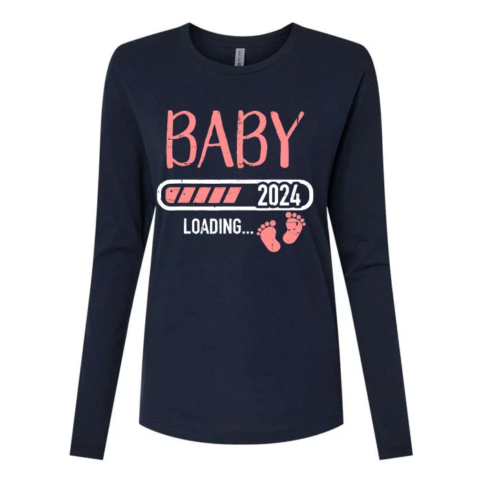 Baby Loading 2024 For Pregnancy Announcement Womens Cotton Relaxed Long Sleeve T-Shirt