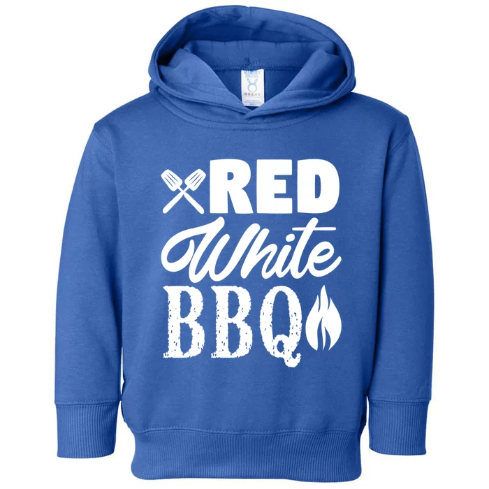 Bbq Lover 4th Of July Funny Red White Bbq Cool Gift Toddler Hoodie