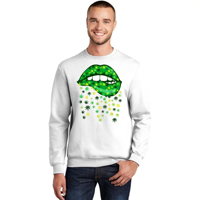 Biting Lips 420 Weed Cannabis Marijuana Stoner Gift Sweatshirt