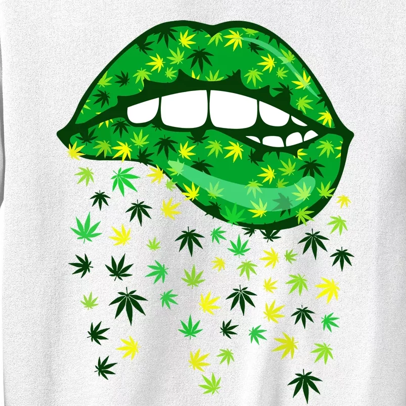 Biting Lips 420 Weed Cannabis Marijuana Stoner Gift Sweatshirt