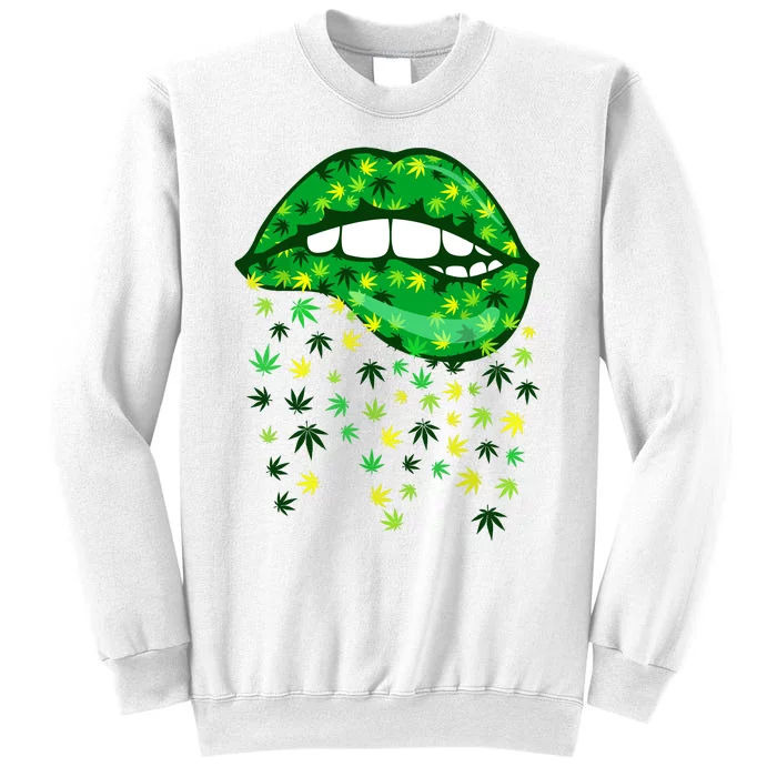 Biting Lips 420 Weed Cannabis Marijuana Stoner Gift Sweatshirt