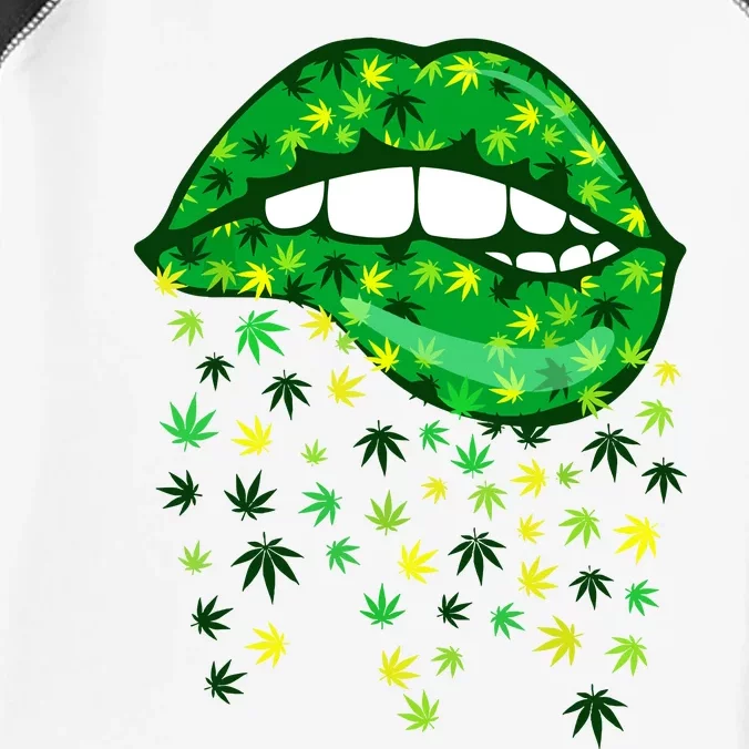 Biting Lips 420 Weed Cannabis Marijuana Stoner Gift Infant Baby Jersey Bodysuit