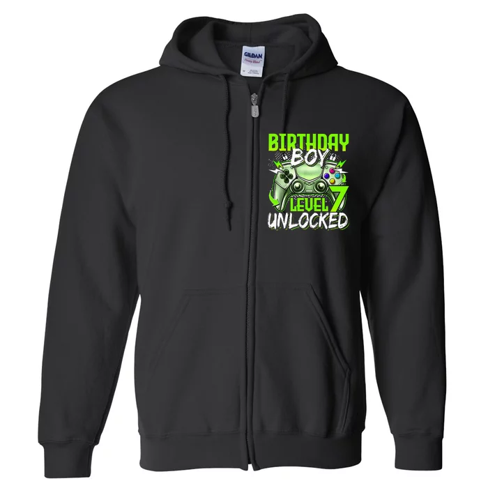 Birthday Level 7 Unlocked Video Gamer Birthday Full Zip Hoodie