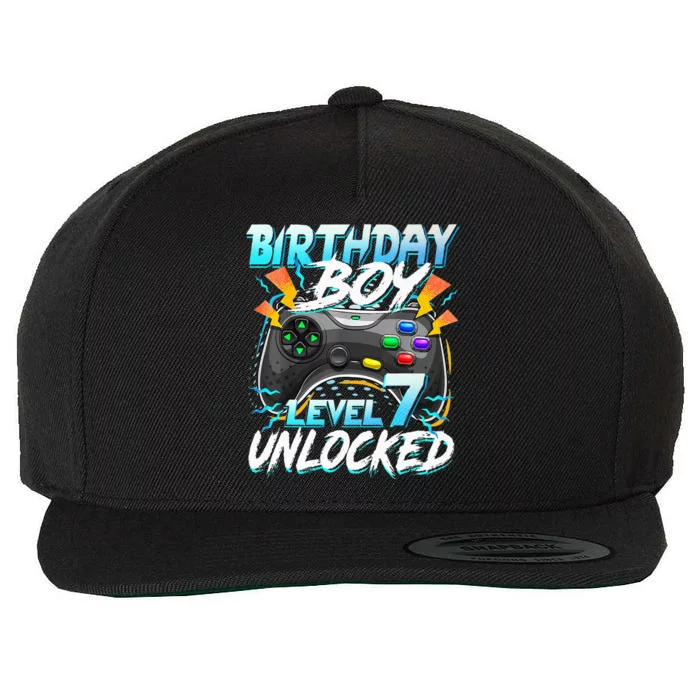 Birthday Level 7 Unlocked Video Game Birthday Party Wool Snapback Cap