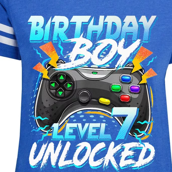 Birthday Level 7 Unlocked Video Game Birthday Party Enza Ladies Jersey Football T-Shirt