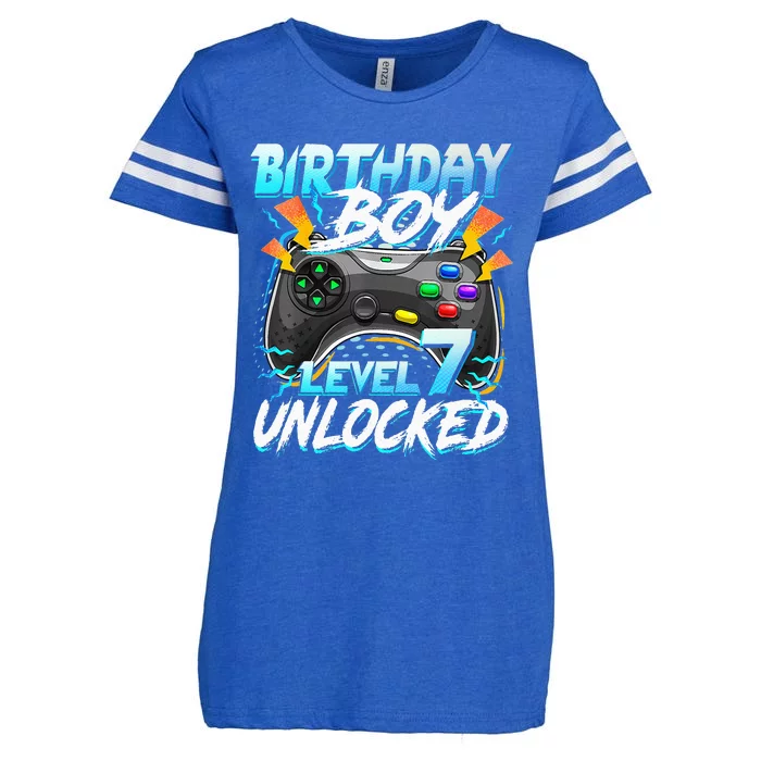 Birthday Level 7 Unlocked Video Game Birthday Party Enza Ladies Jersey Football T-Shirt