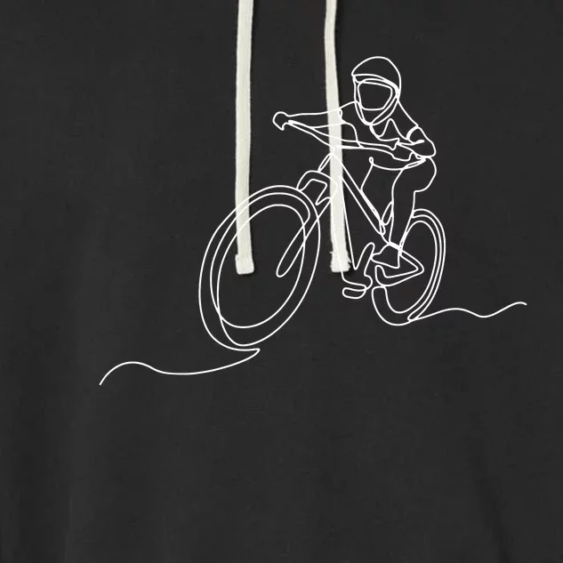 Bicycle Line Art Drawing Mountain Bike Garment-Dyed Fleece Hoodie