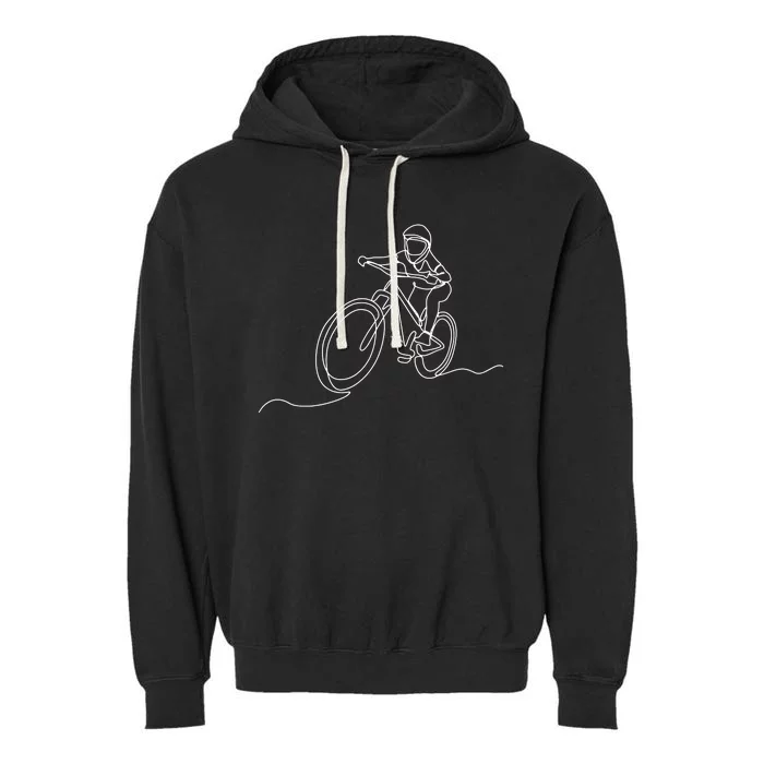 Bicycle Line Art Drawing Mountain Bike Garment-Dyed Fleece Hoodie