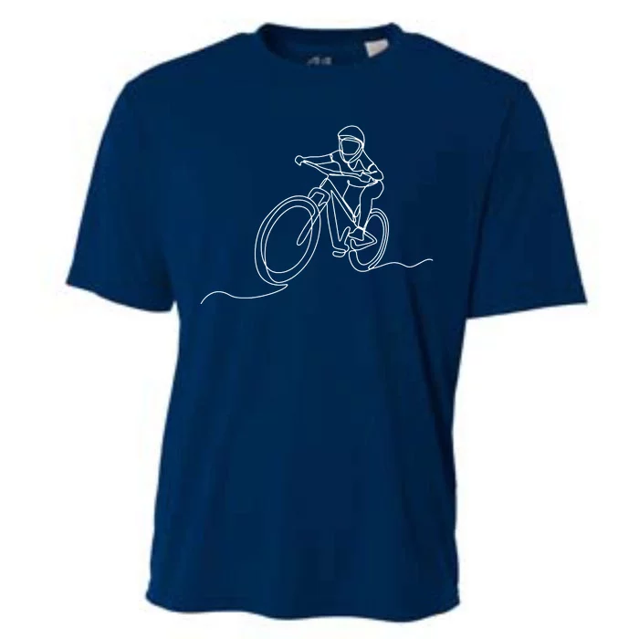 Bicycle Line Art Drawing Mountain Bike Cooling Performance Crew T-Shirt