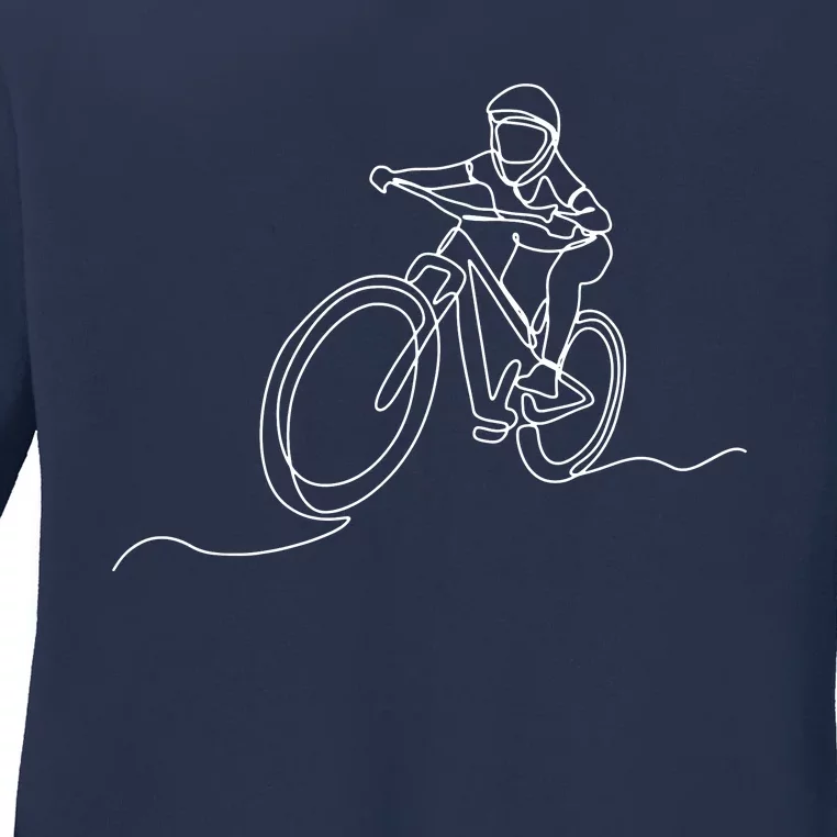 Bicycle Line Art Drawing Mountain Bike Ladies Long Sleeve Shirt