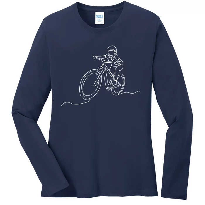 Bicycle Line Art Drawing Mountain Bike Ladies Long Sleeve Shirt