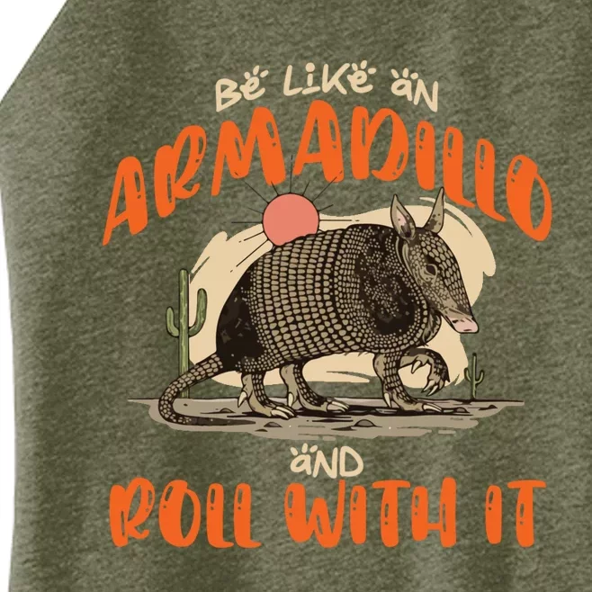 Be Like An Armadillo And Roll With It Retro Country Southern Women’s Perfect Tri Rocker Tank